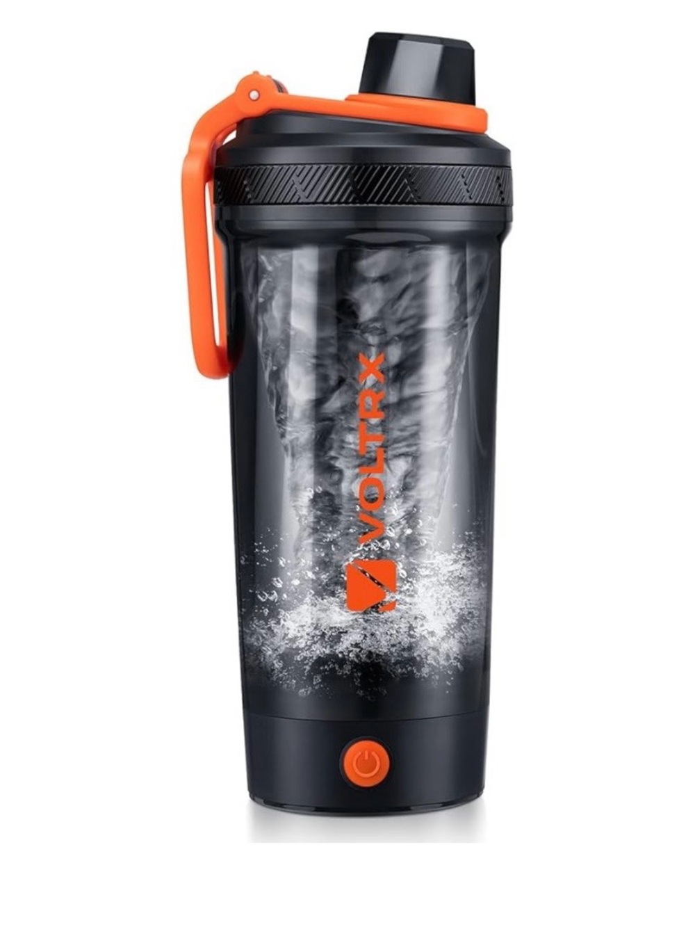 VOLTRX Electric Protein Shaker Bottle - Black with Orange Accents